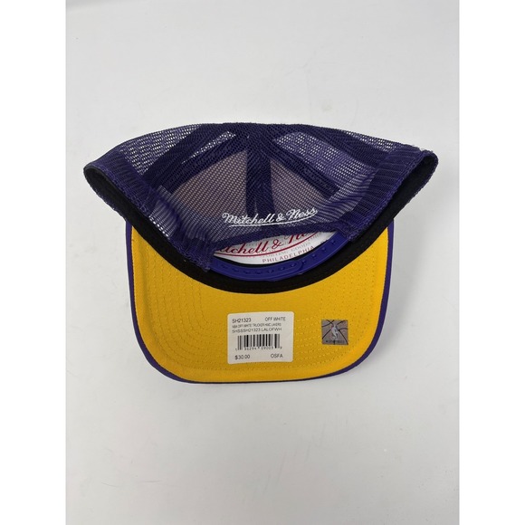 Mitchell & Ness Lakers Trucker Hat Snapback Purple Cream NBA Adjustable Cap - Picture 2 of 6